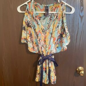 Blue rain chiffon blouse